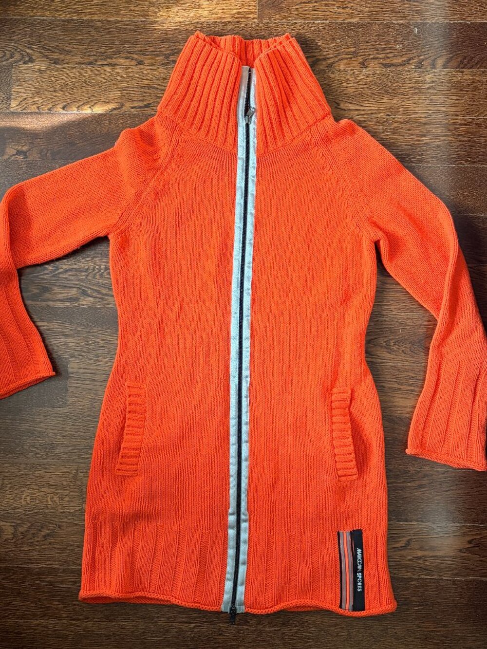 Marc Cain Orange Wool/Cashmere Sweater Cardigan dress-Size 6